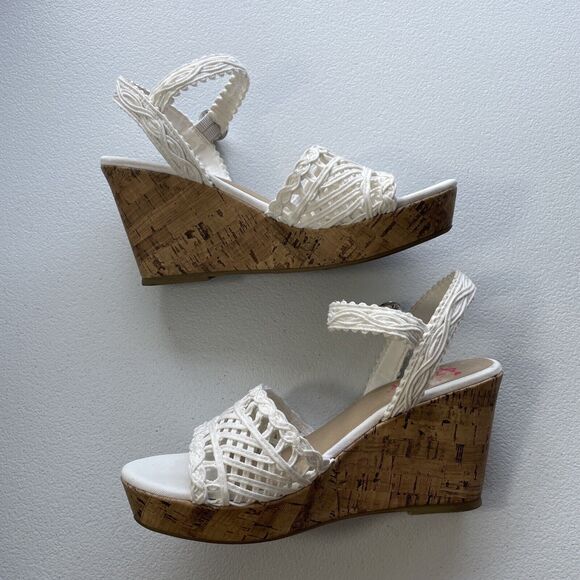 Jellypop Gabrielle Women Cork Wedge Heel Sandals 8.5M White Comfort Fit BohoChic - Picture 4 of 11